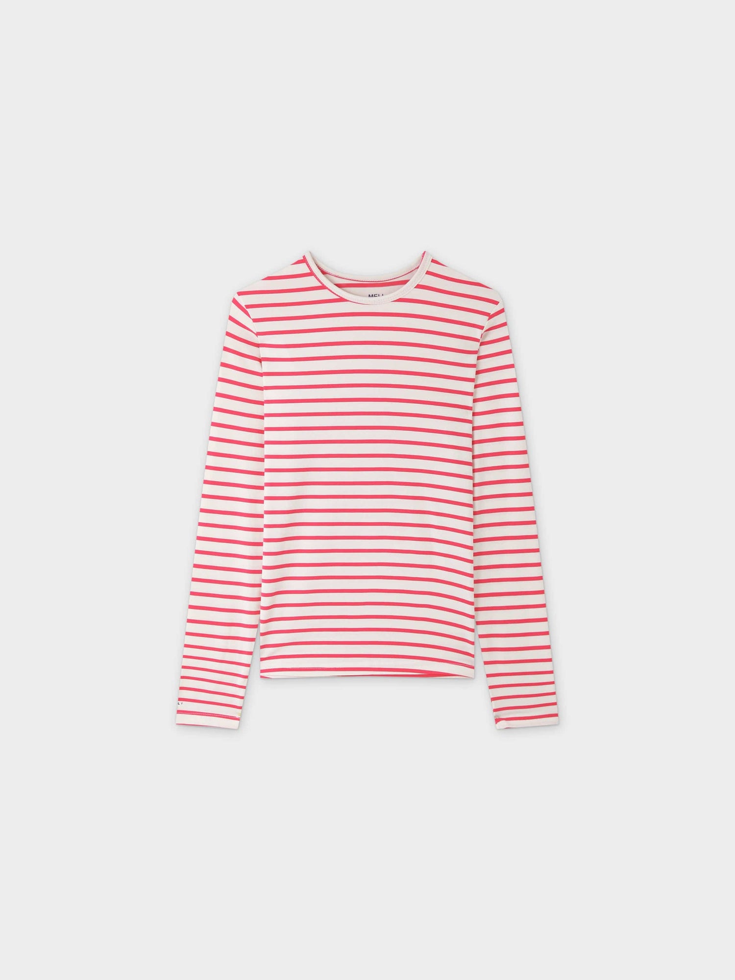 Butter Soft Striped Crew-Hot Pink/White