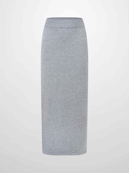 Side Zipper Straight Maxi Skirt-Grey