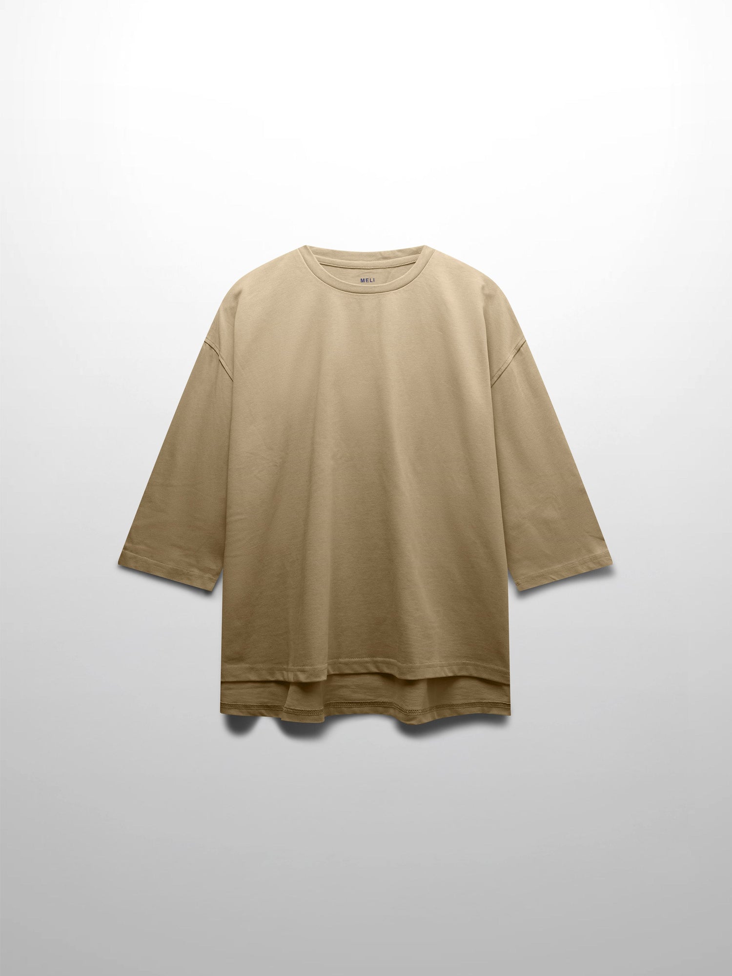 Oversized Boxy 3Q Sleeve Tee-Tan