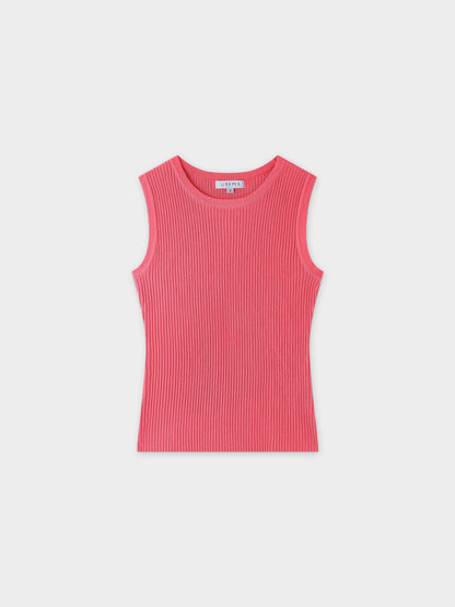 Sleeveless Ribbed Crew-Coral