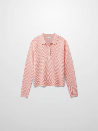 Scallop Edge Collar Sweater-Summer Blush