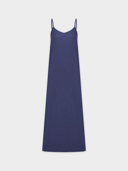 Linen Slip Dress-Navy
