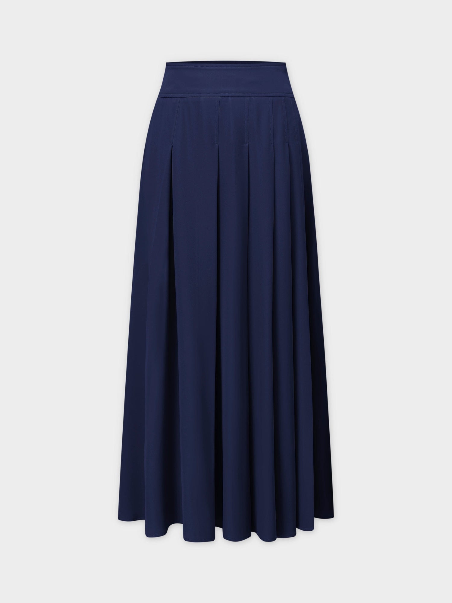 Yoke Pleated Skirt 37"-Navy