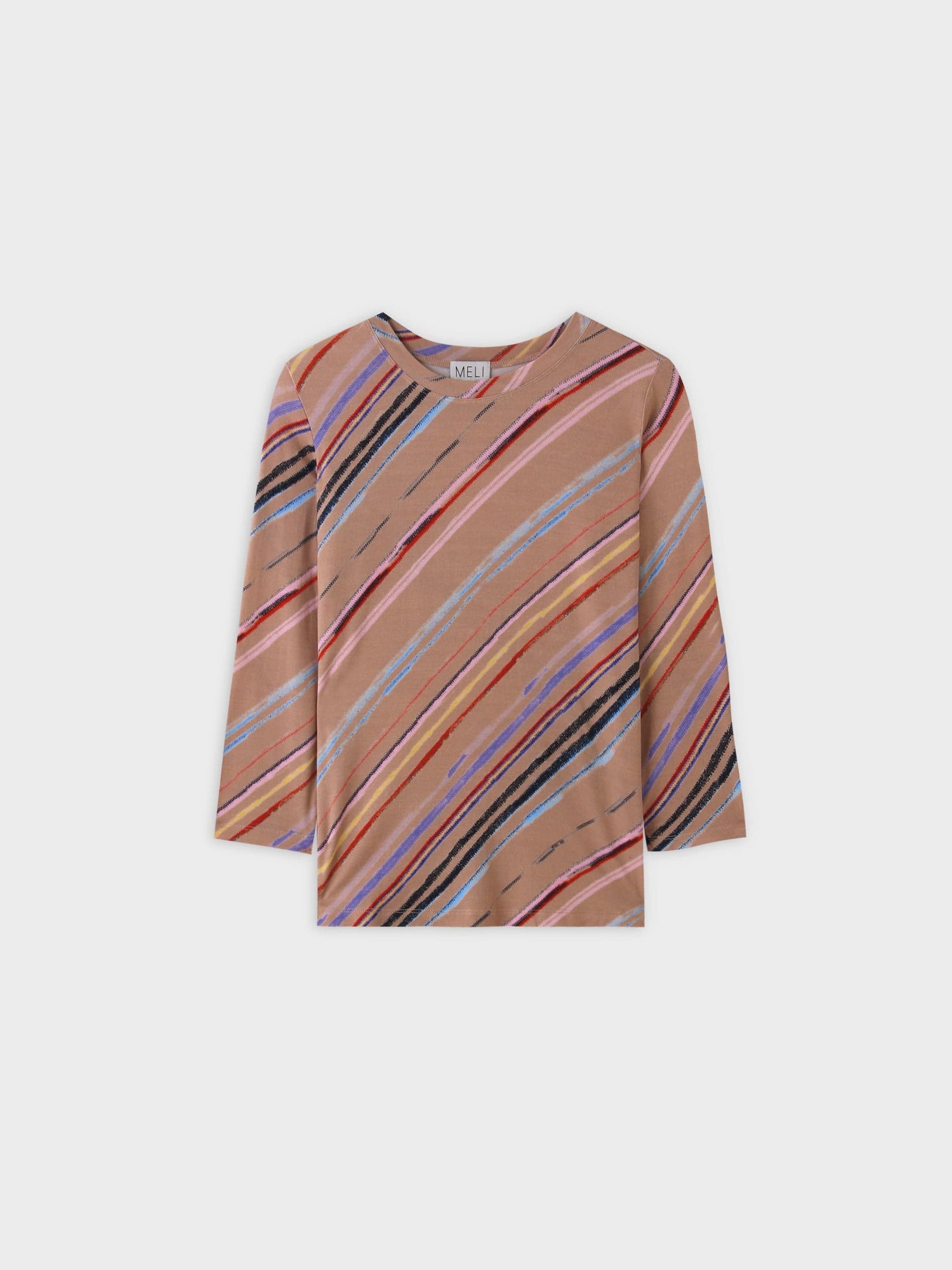 Diagonal Pattern Tee-Tan