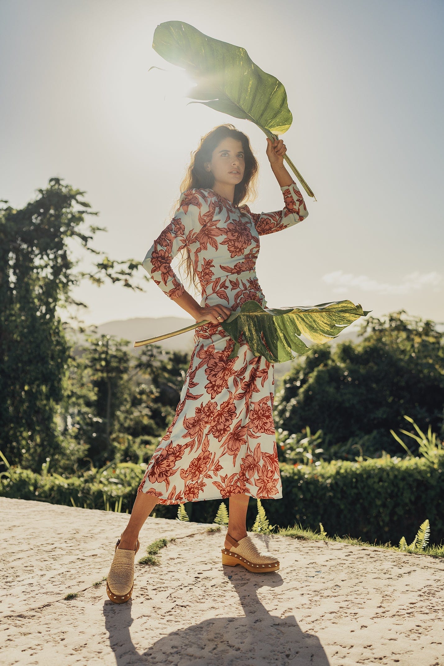 SIDE SHIRRED DRESS-PINK FLORAL