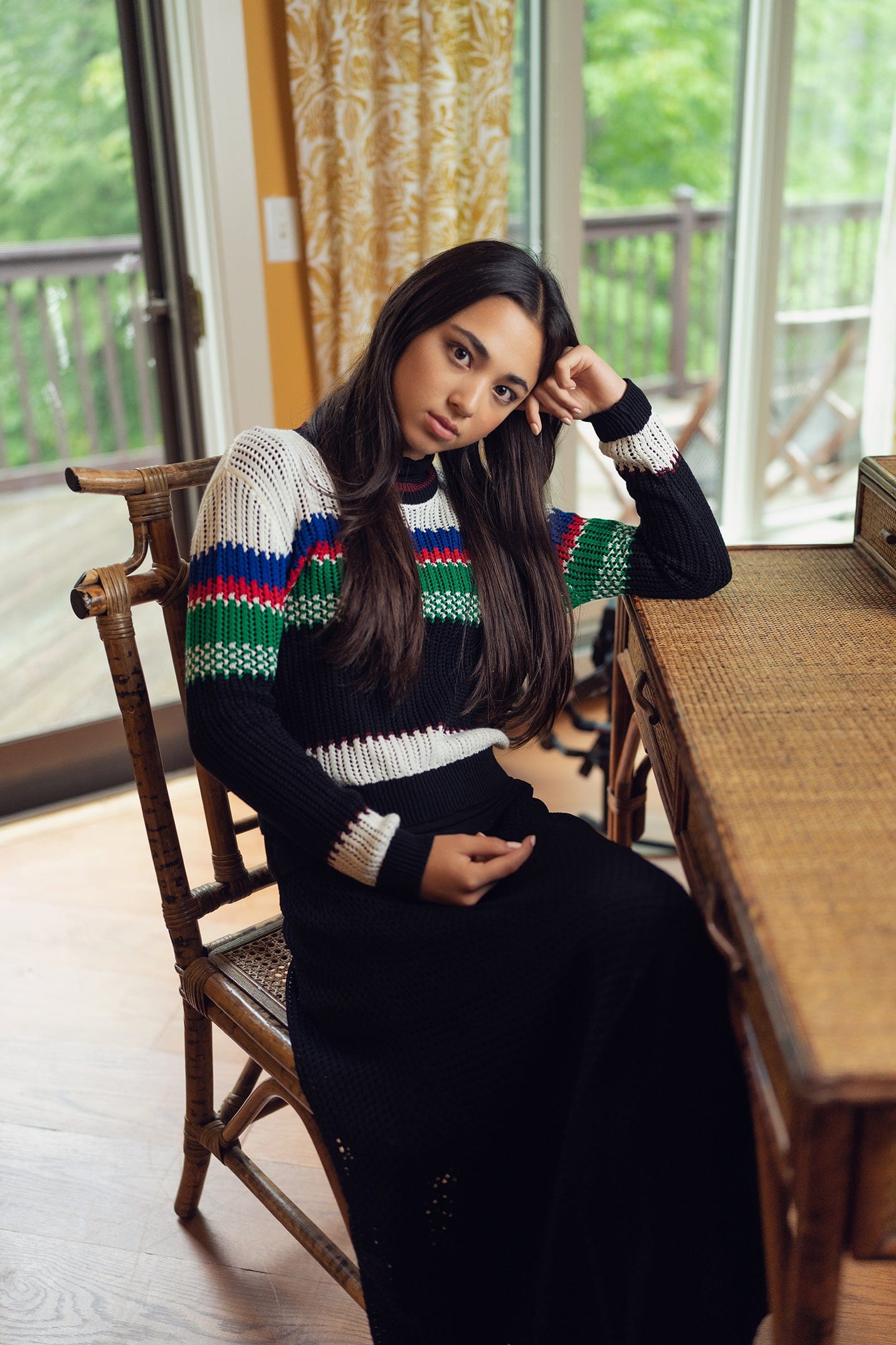 MESH STRIPED SWEATER-MULTI