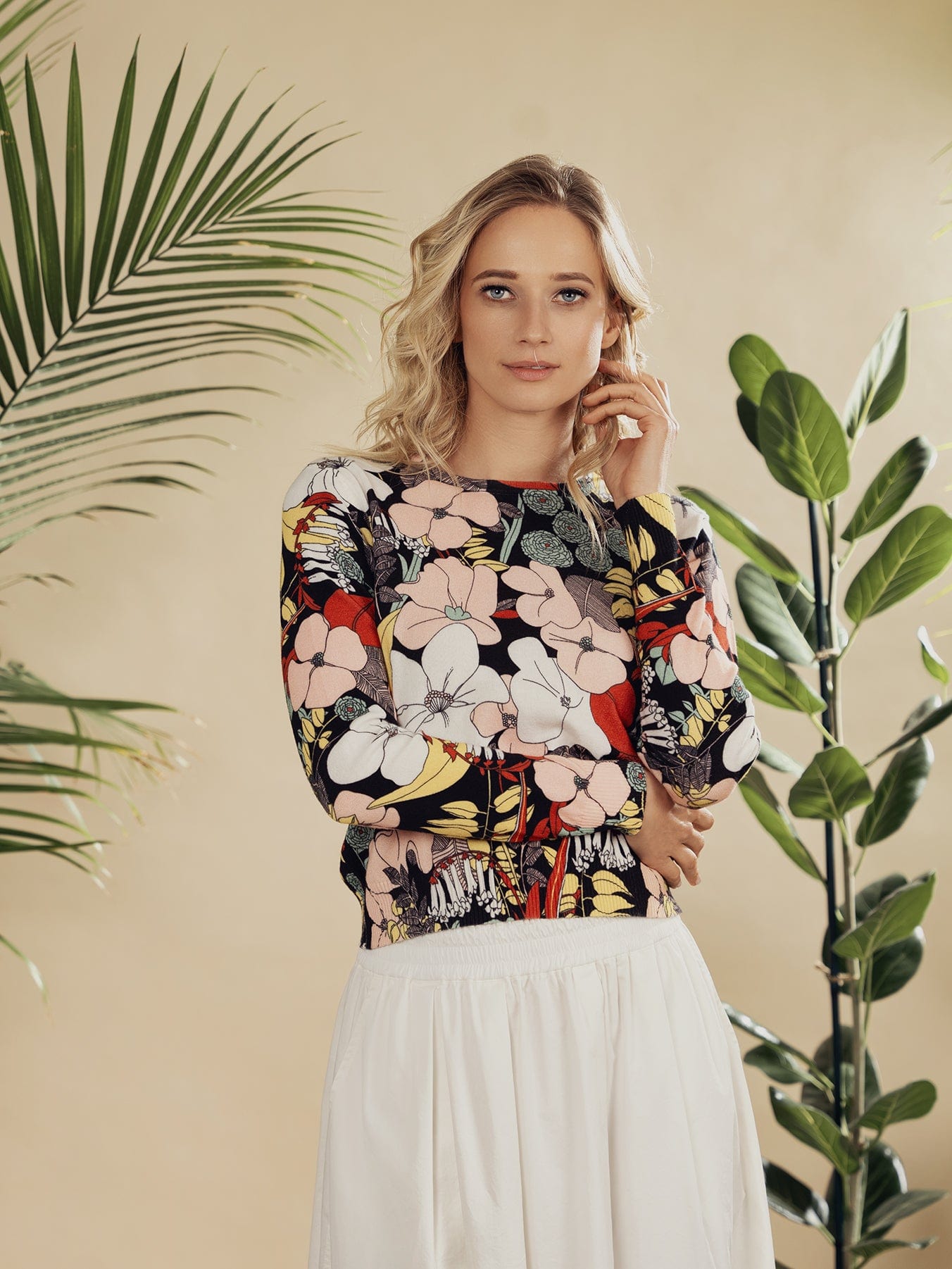 Printed Sweater-Bold Floral