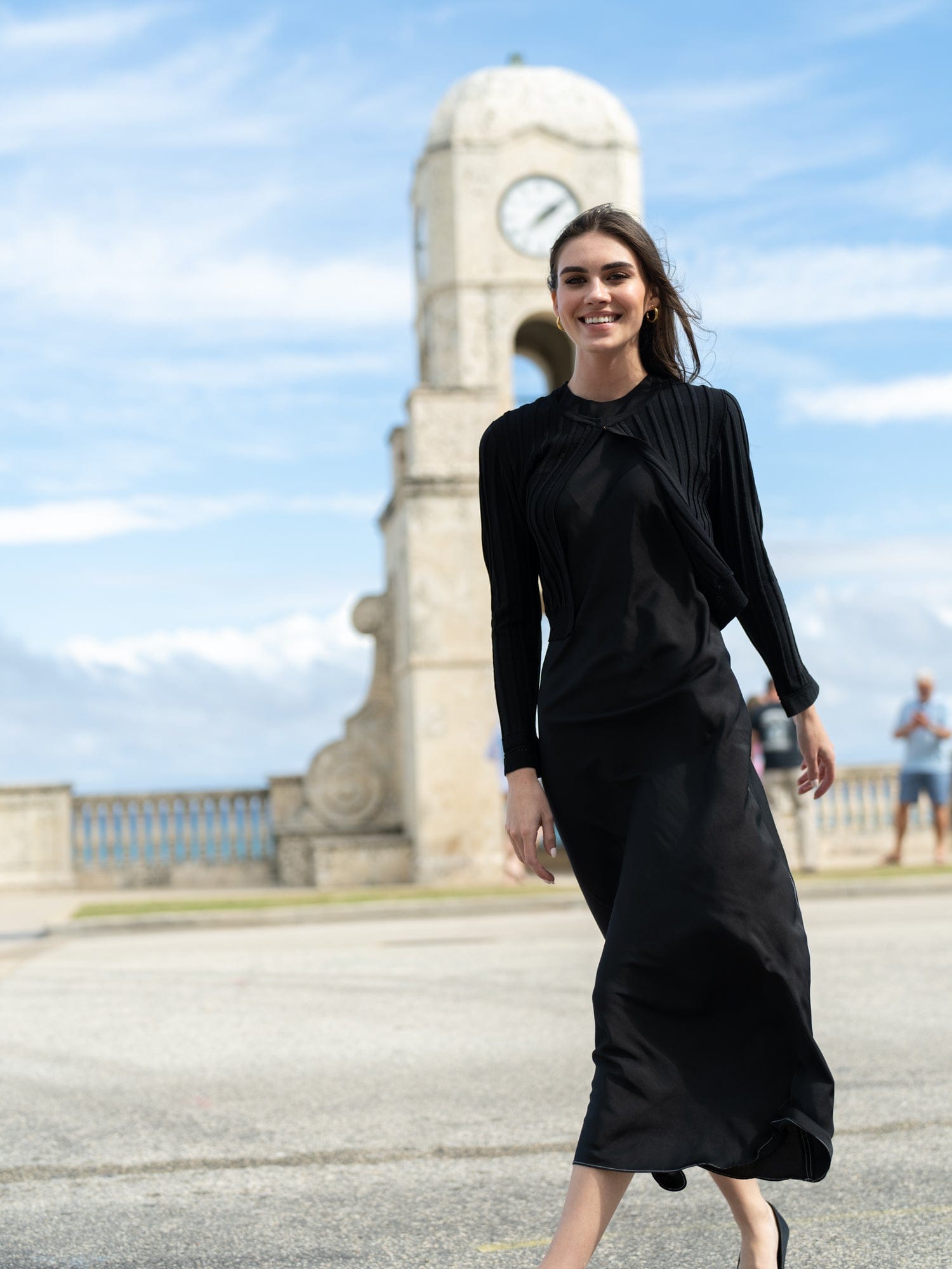 SATIN SLIP DRESS-BLACK