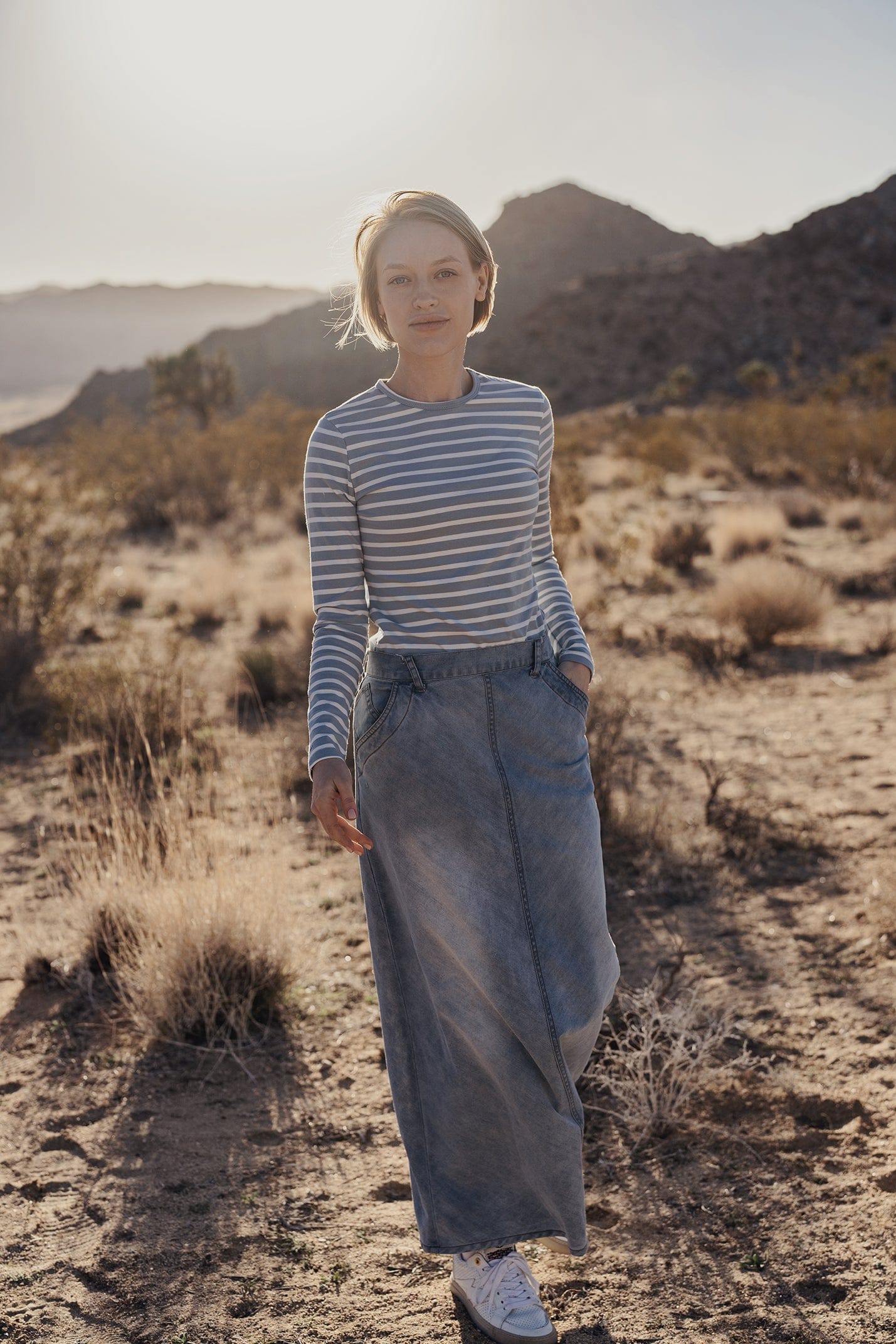 STRIPED BASIC CREW-LIGHT BLUE/WHITE