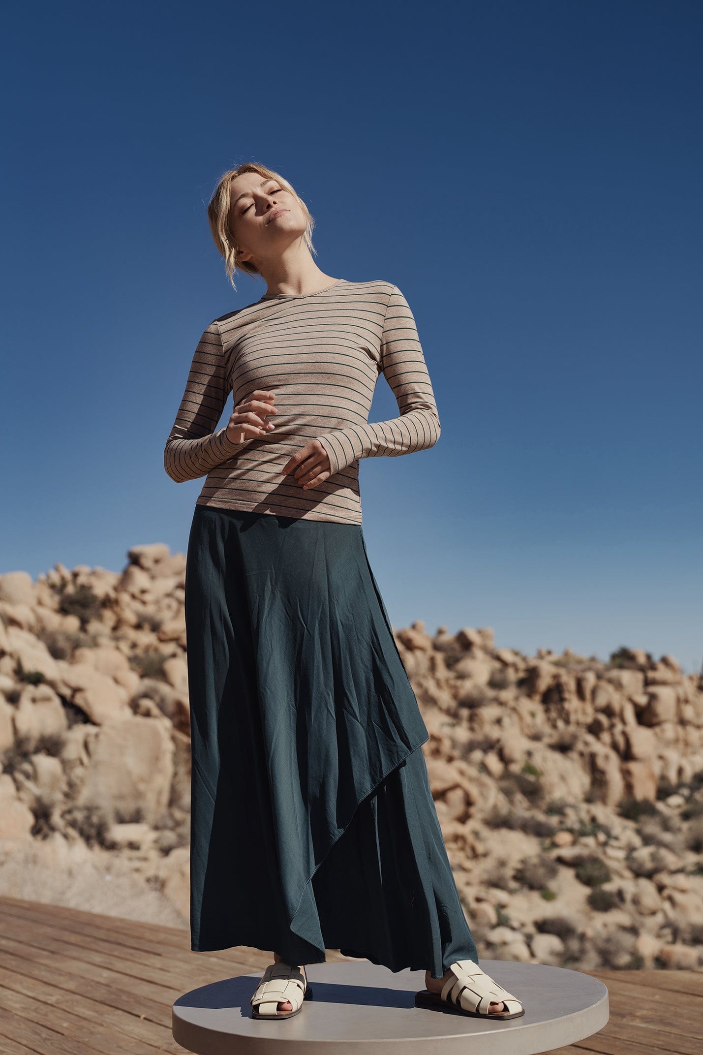 RIBBED TOP LAYERED SKIRT-GREEN