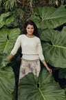 Crochet Trim Sweater-Ivory/Purple