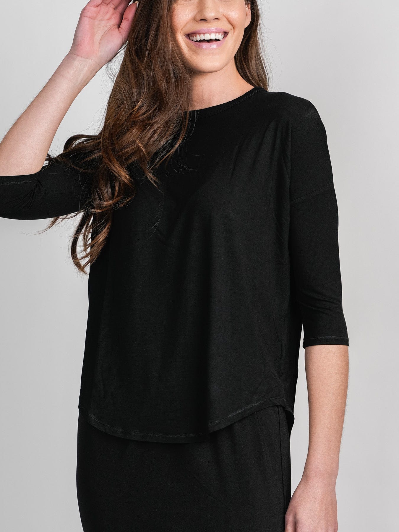 SWING TEE (3Q)-BLACK