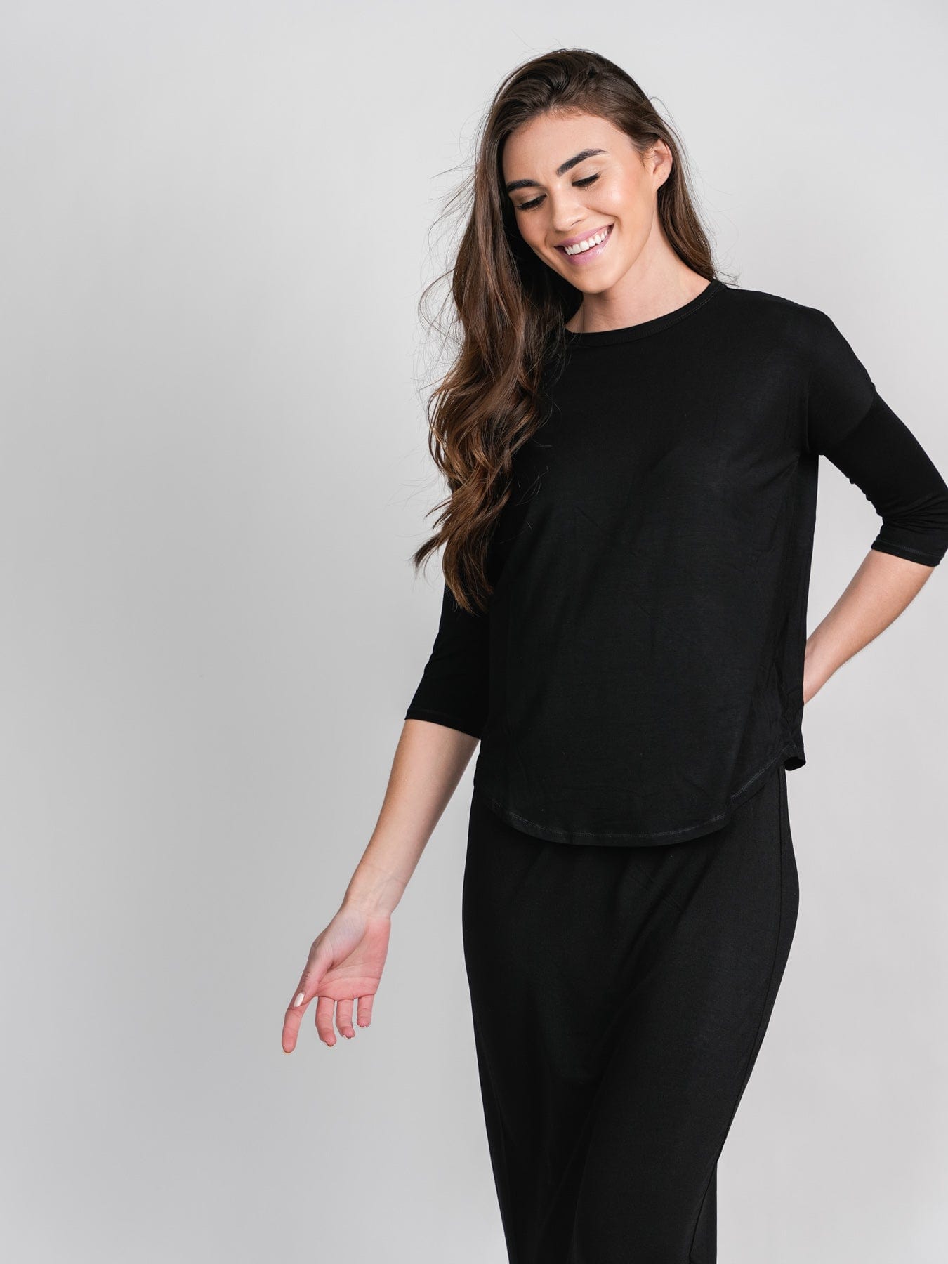 SWING TEE (3Q)-BLACK