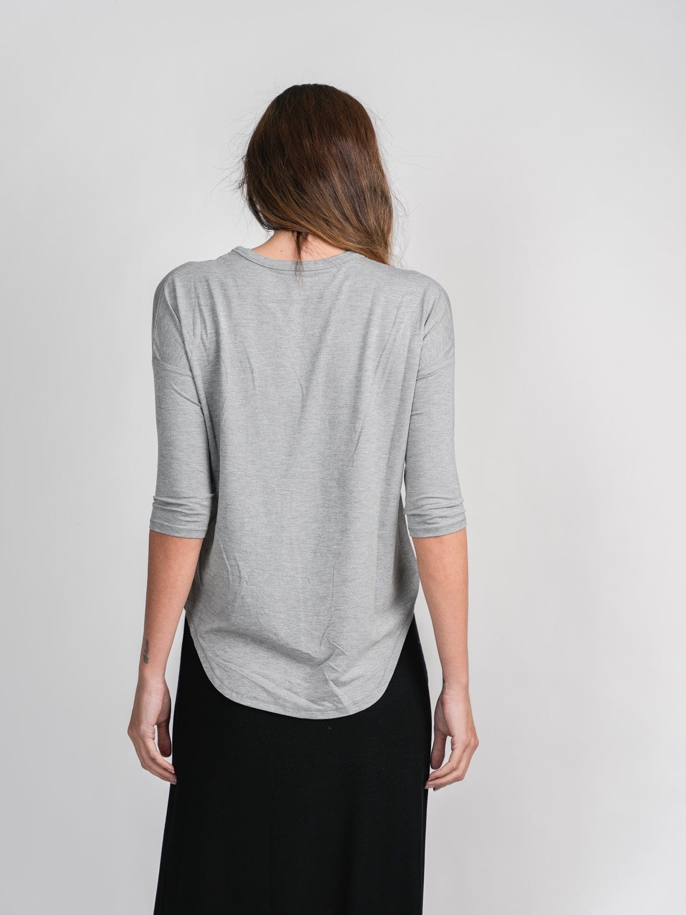 SWING TEE (3Q)-HEATHER GREY