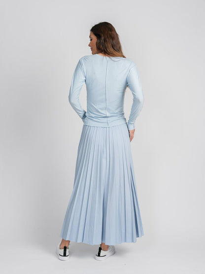 PLEATED SKIRT 37"-LIGHT BLUE