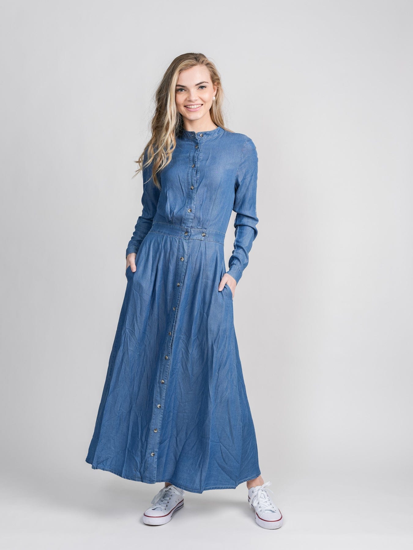 WAISTED DENIM DRESS