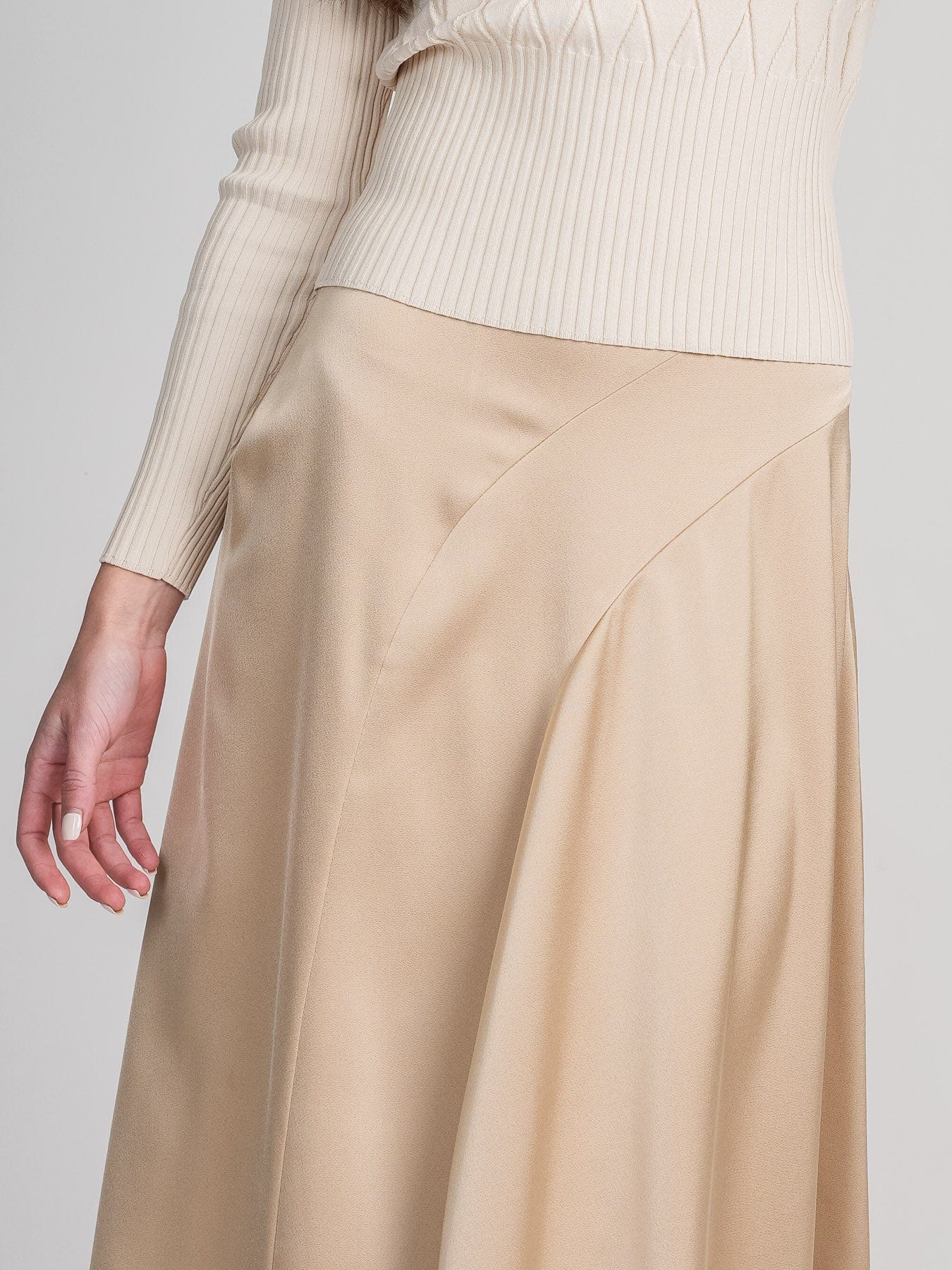 SATIN SEAMED SKIRT-GOLD