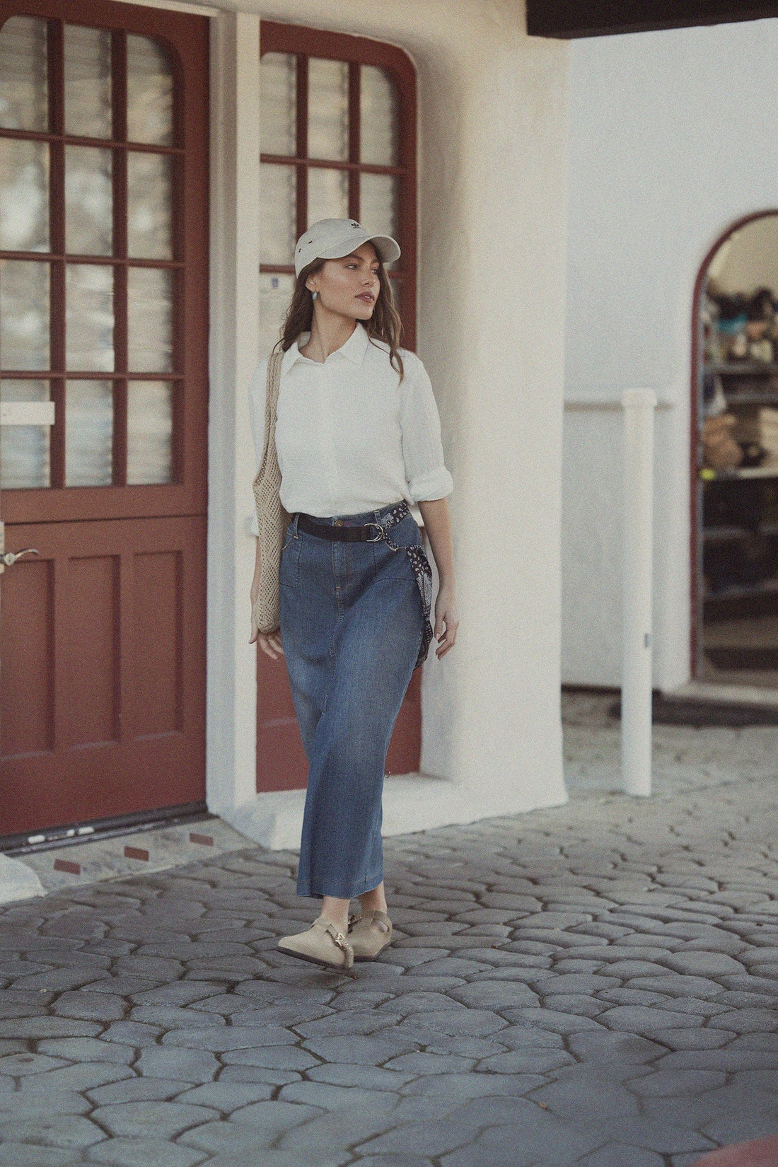 Gauze Button Down Blouse-White