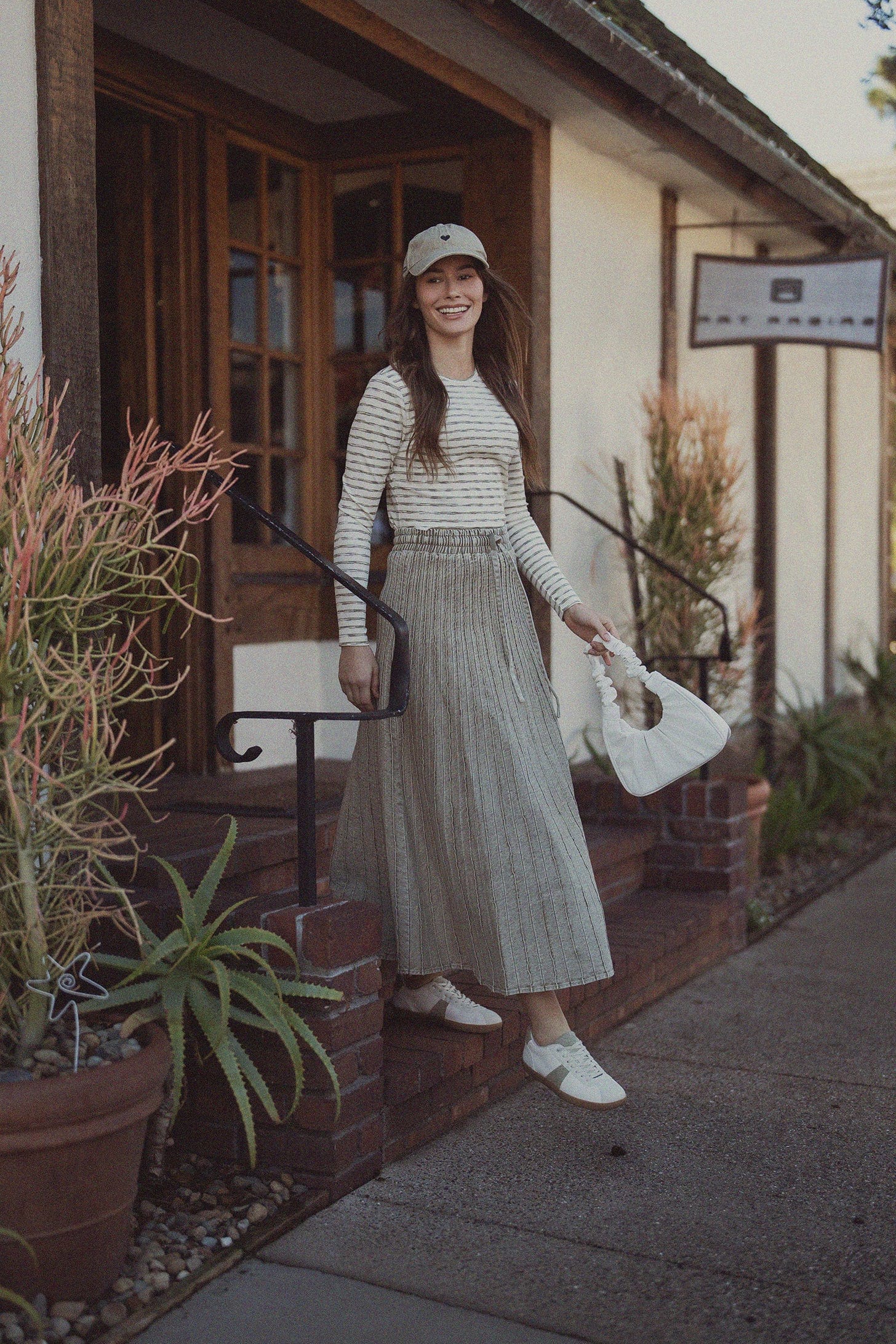 Multi Striped Ribbed Crew-Space Dye Olive