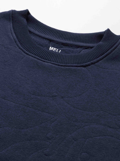 Embroidered Swirl Sweatshirt-Navy Blue