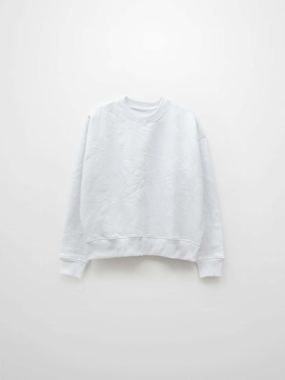 Embroidered Swirl Sweatshirt-White