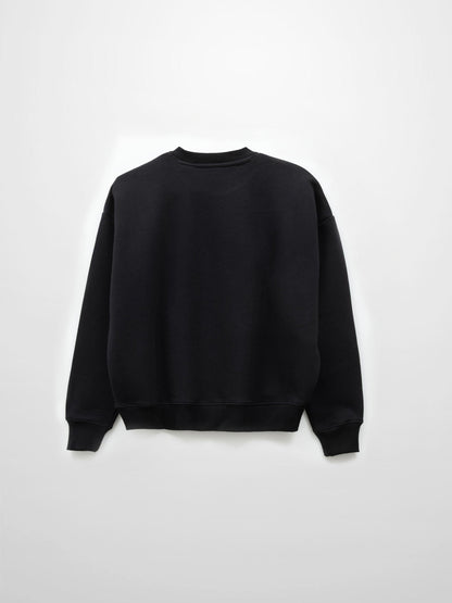 Cross Stitch Floral Sweatshirt-Black