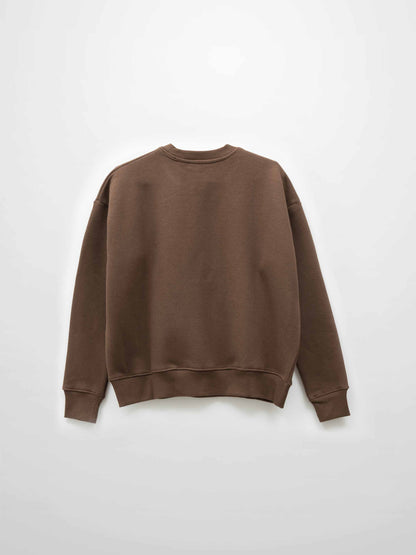 Cross Stitch Floral Sweatshirt-Brown