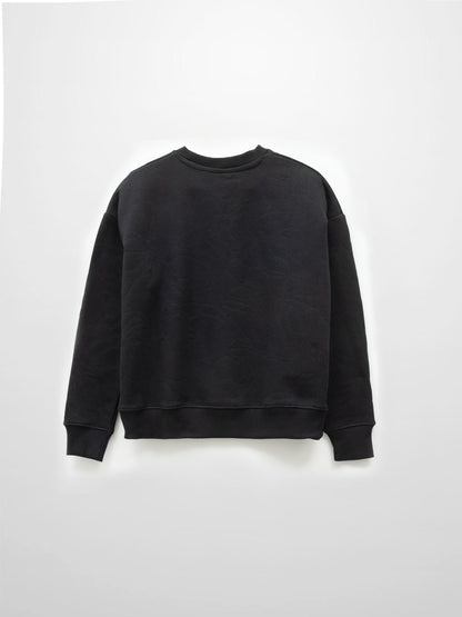Embroidered Swirl Sweatshirt-Black