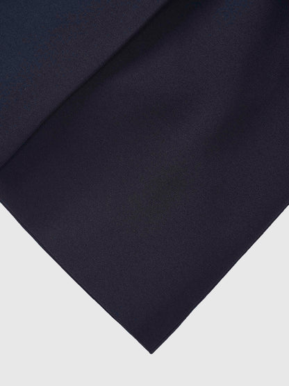 Embroidered Belted Blazer-Navy