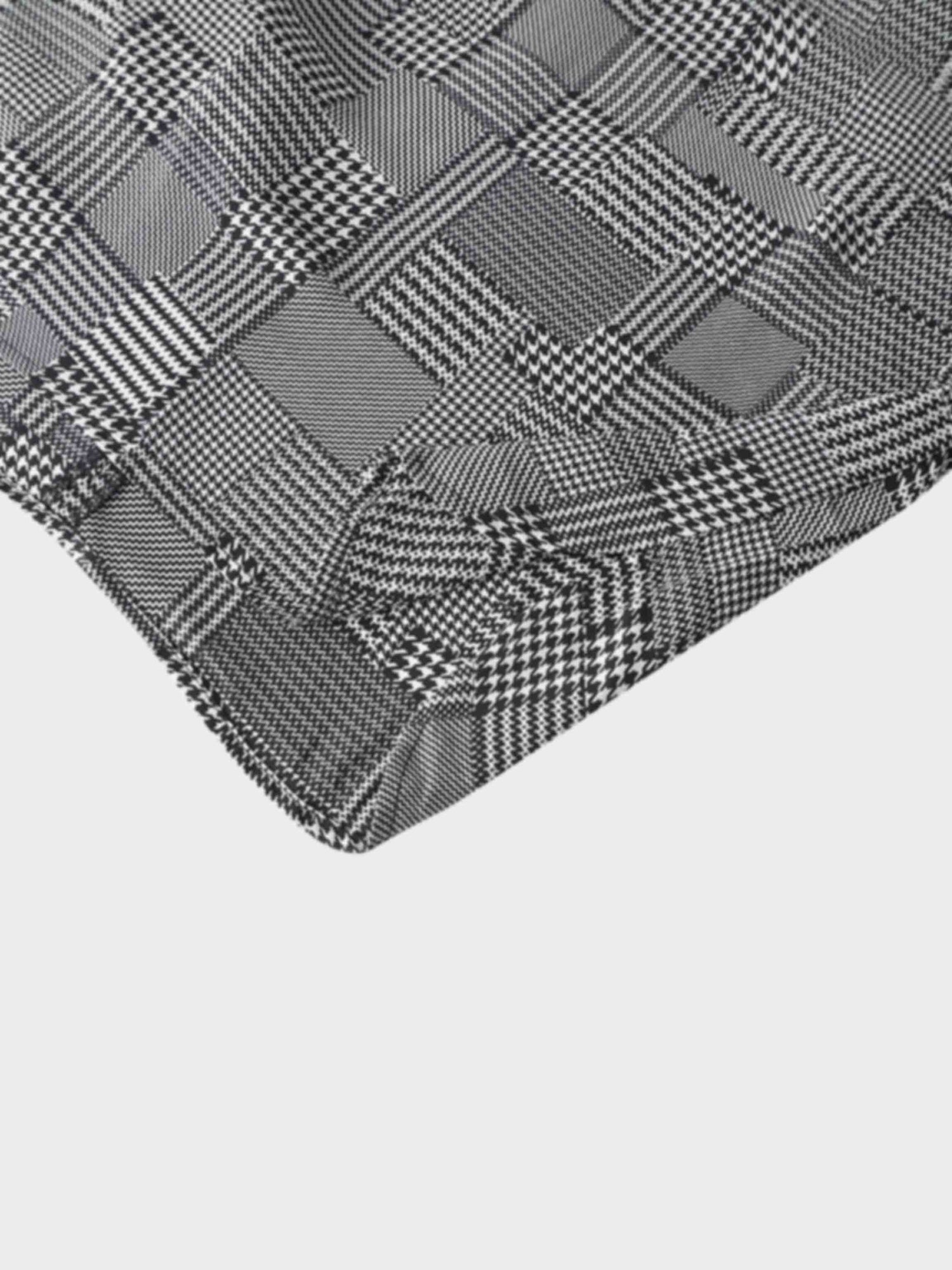 Houndstooth Blouson Sleeve Blouse-Black