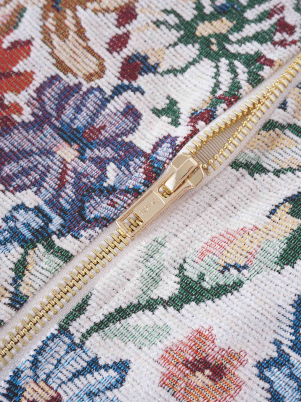 Brocade Midi Skirt-Cream Floral