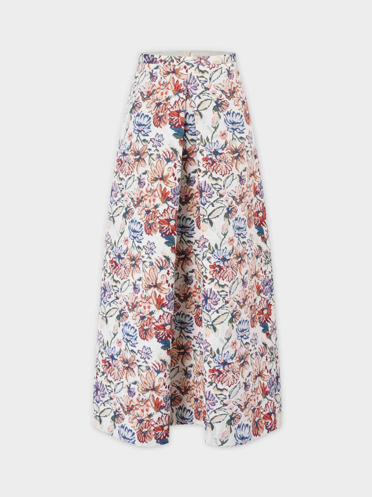 Brocade Midi Skirt-Cream Floral