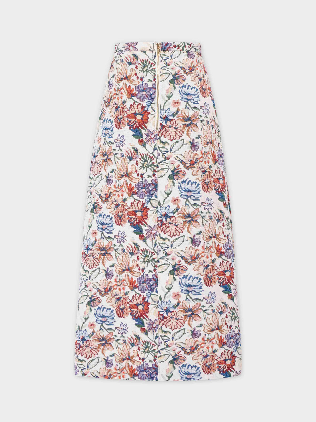 Brocade Midi Skirt-Cream Floral