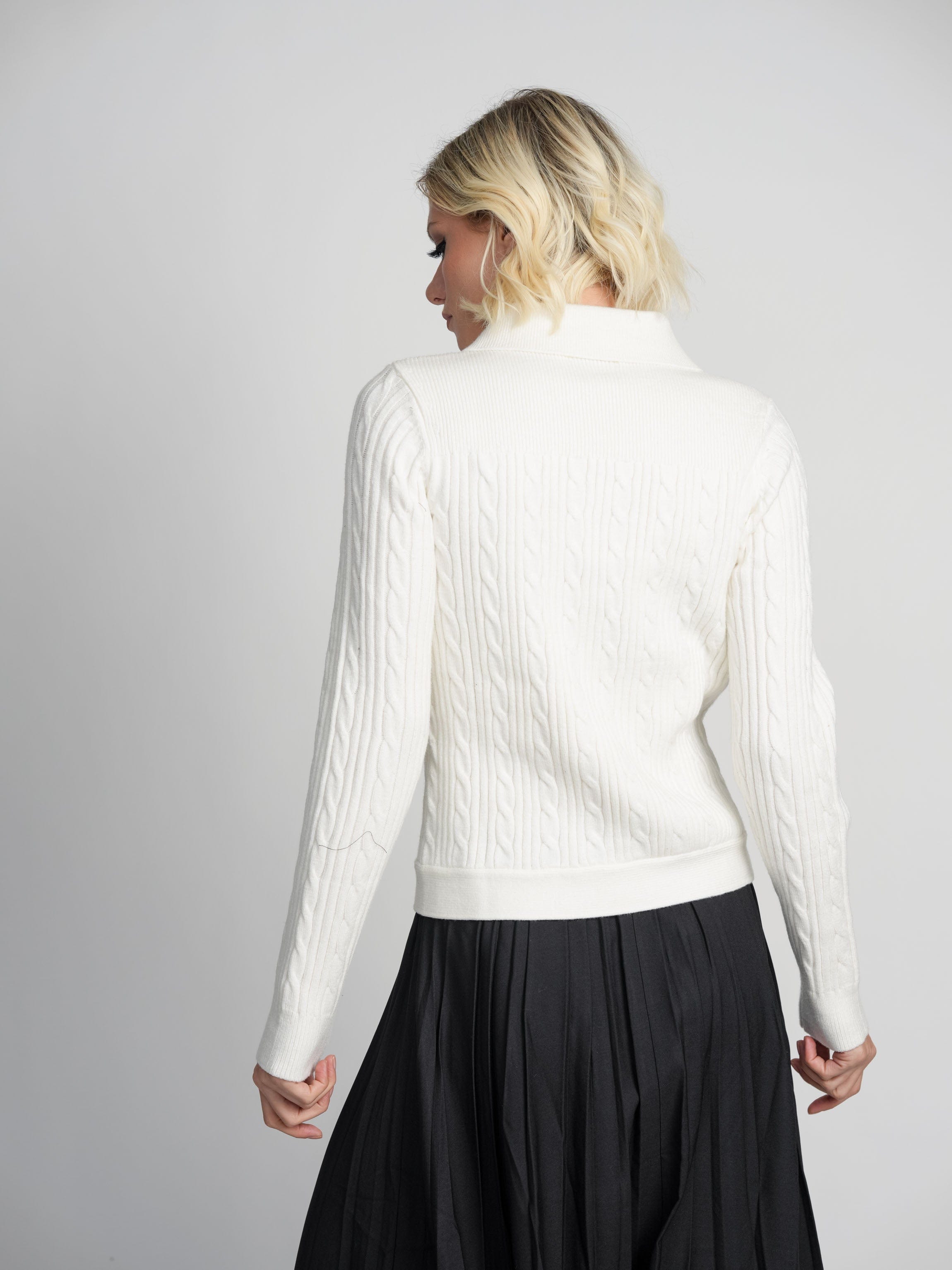 CABLE BANDED SWEATER-CREAM