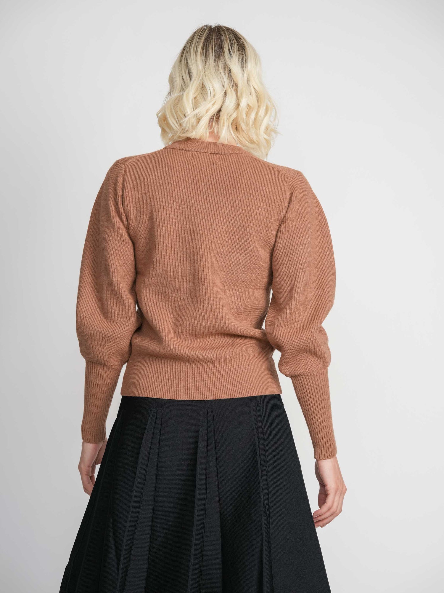 RIBBED SWEATER-BROWN