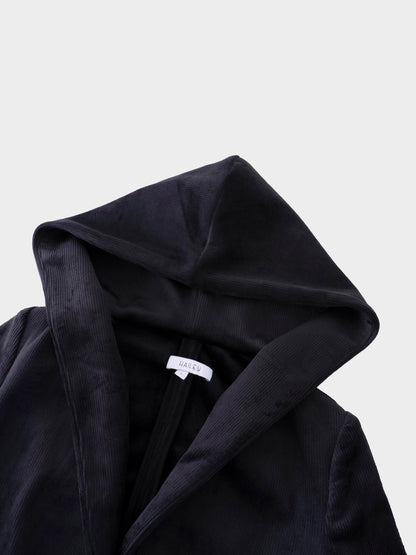 Velour Ribbed Blazer-Black