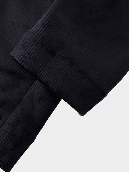 Velour Ribbed Blazer-Black