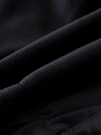Velour Ribbed Blazer-Black