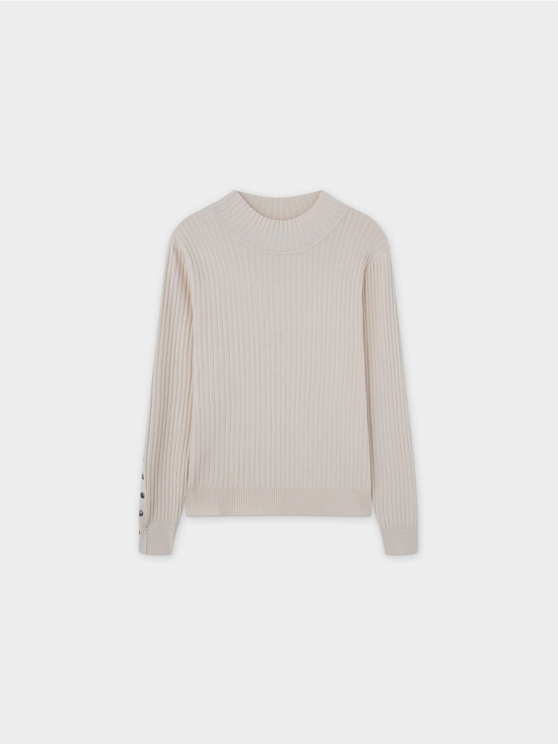 Side Snap Sweater-Cream