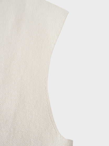 Side Tab Knit Vest-Ivory