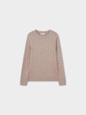 Knit Cable Sweater-Heathered Tan/Cream