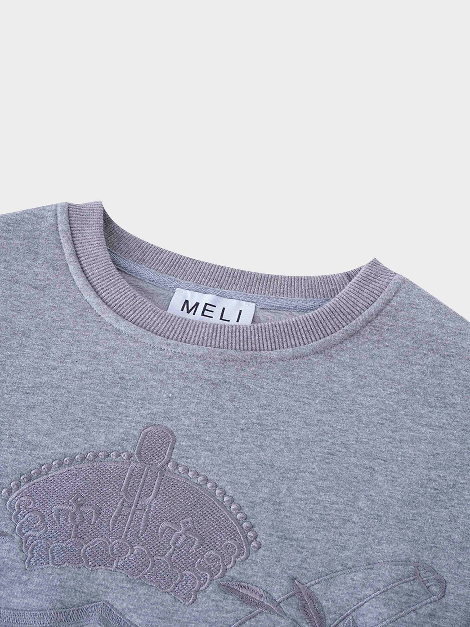 Embroidered Sweatshirt-Heathered Grey Crest