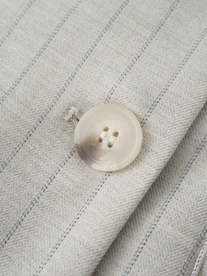 Double Breasted Pinstripe Cardigan-Heathered Grey