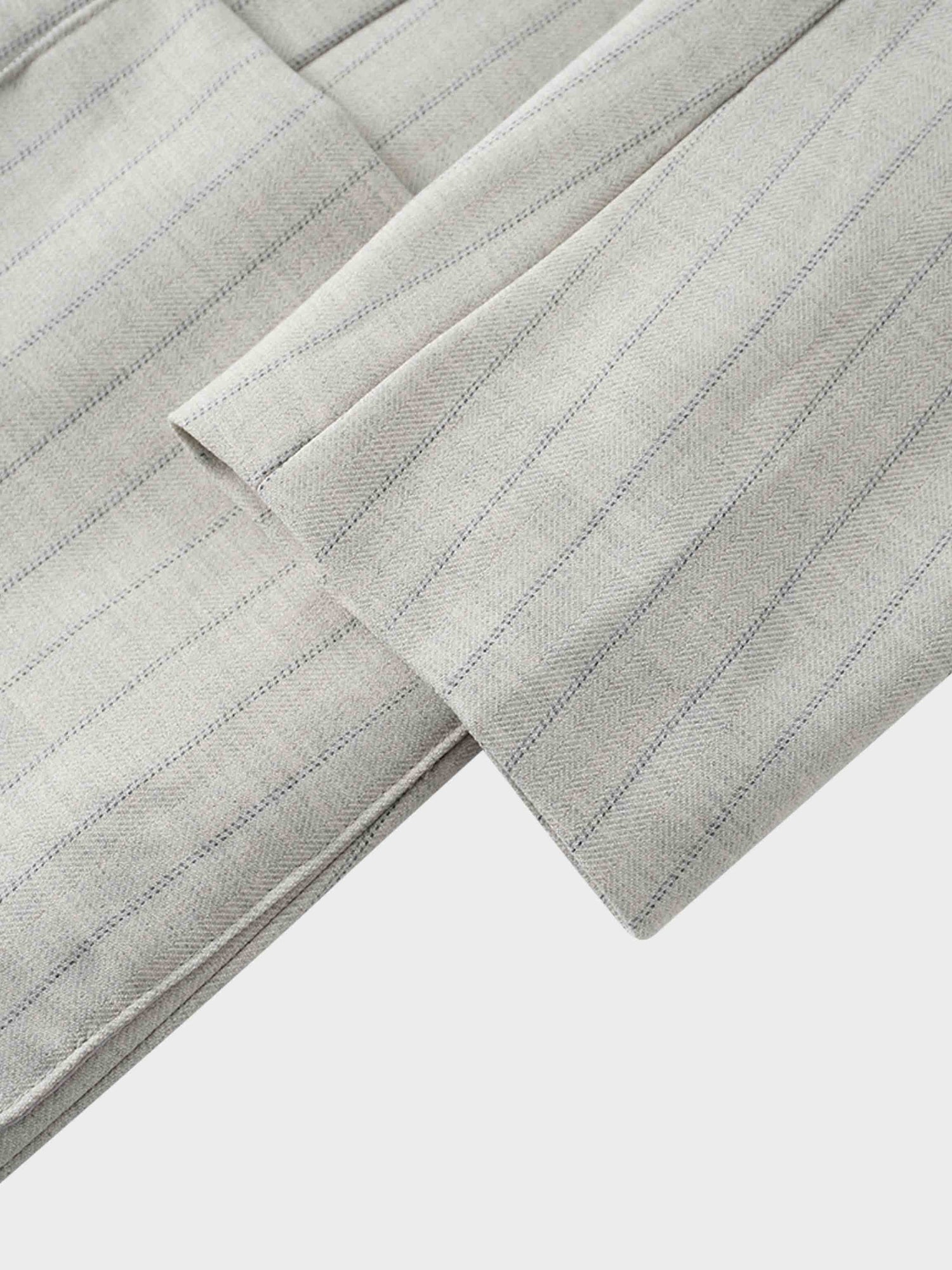 Double Breasted Pinstripe Cardigan-Heathered Grey