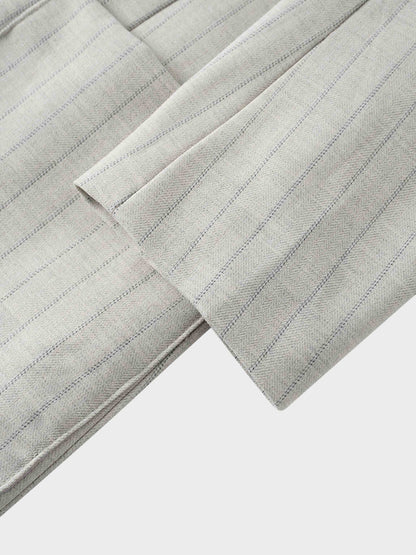 Double Breasted Pinstripe Cardigan-Heathered Grey