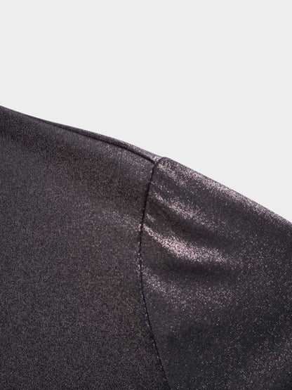 Shimmer Turtleneck-Black/Copper