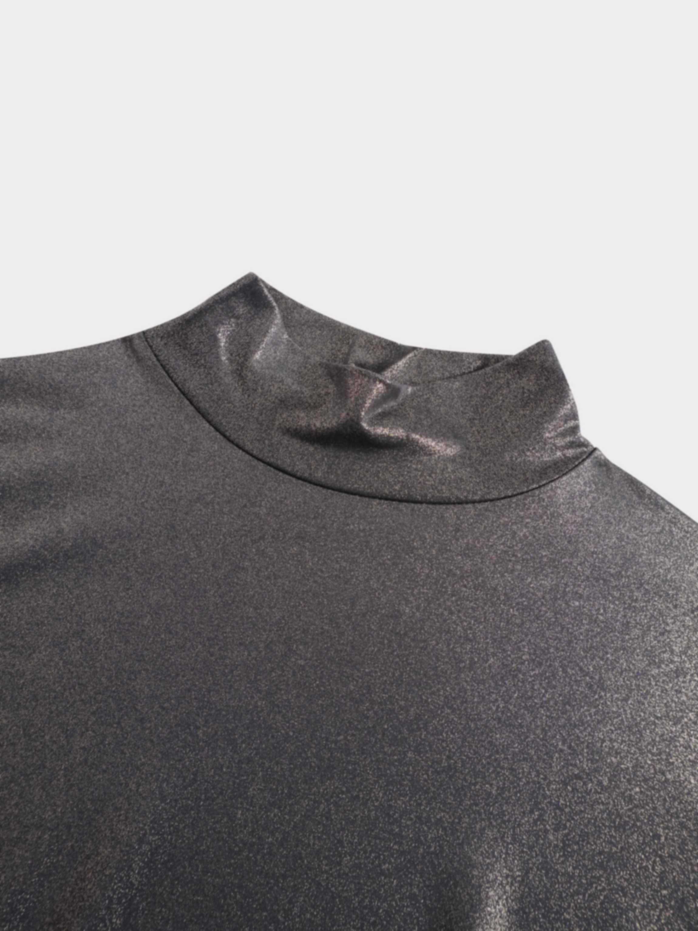 Shimmer Turtleneck-Grey/Gold