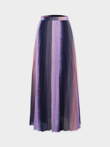 Covered Band Pleated Skirt-Pink Ombre