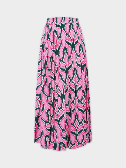 Covered Band Pleated Skirt- Pink/Green