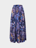 Covered Band Pleated Skirt- Lavender Flowers